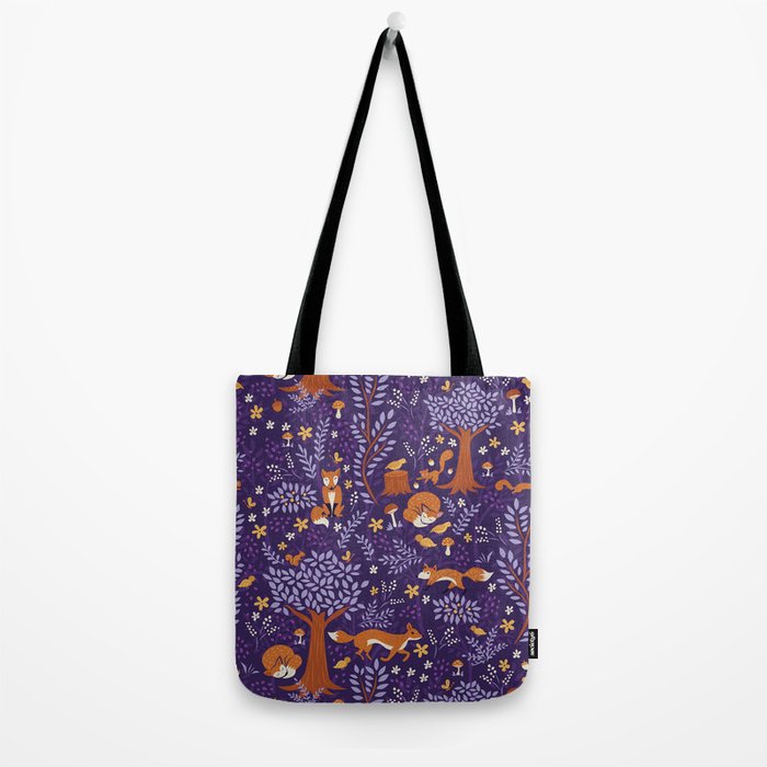 Foxes Playing in a Purple Forest Tote Bag Gallery Image 2
