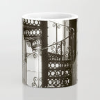 Trinity College, Dublin, Ireland, iron spiral stairs in Library College Long Room black and white photograph Coffee Mug Gallery Image 4