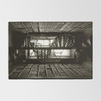 Trinity College, Dublin, Ireland, iron spiral stairs in Library College Long Room black and white photograph Rug Gallery Image 2