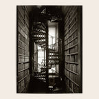 Trinity College, Dublin, Ireland, iron spiral stairs in Library College Long Room black and white photograph Poster Gallery Image 4