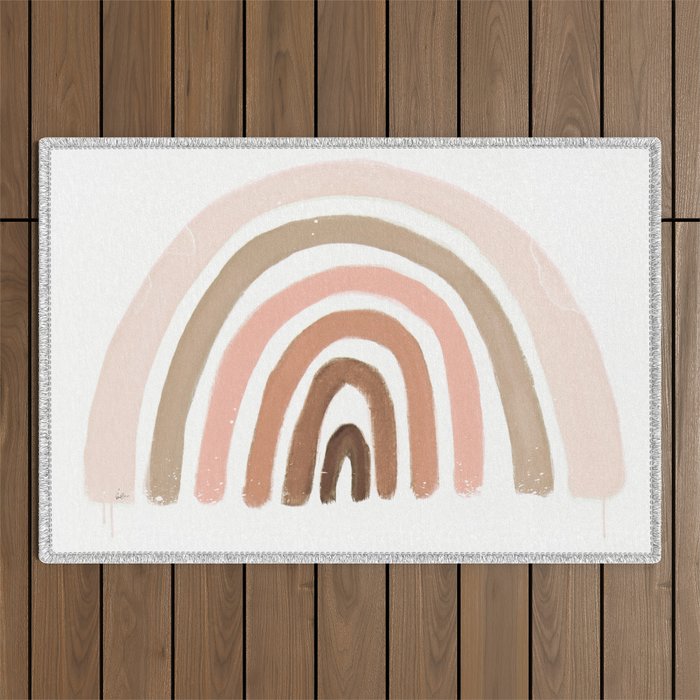 rainbow pink minimalist Outdoor Rug Gallery Image 1