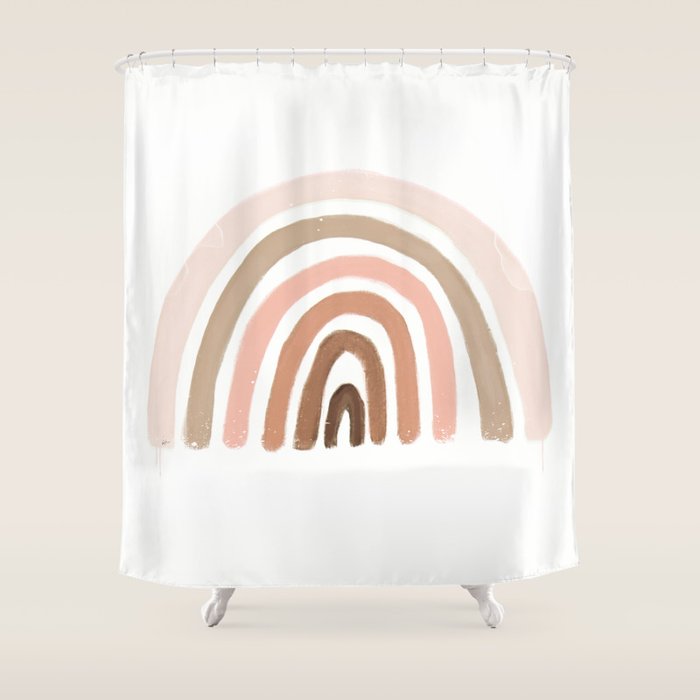 rainbow pink minimalist Shower Curtain Gallery Image 1