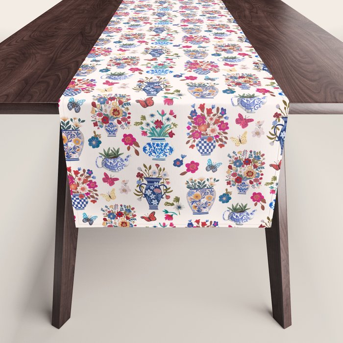 Nostalgic flower vases Table Runner Gallery Image 1