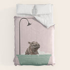 Hippo Enjoying Bubble Bath Comforter Gallery Image 6