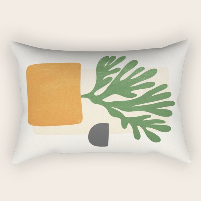 Bronze Vase & Leaves: Matisse Edition | Mid Century Series Rectangular Pillow Gallery Image 1