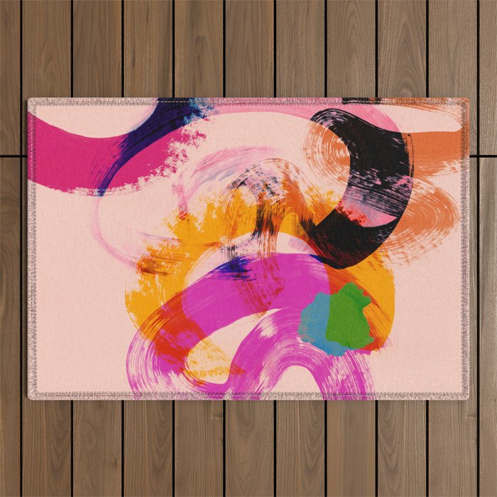brush strokes abstract 2 Outdoor Rug Gallery Image 1