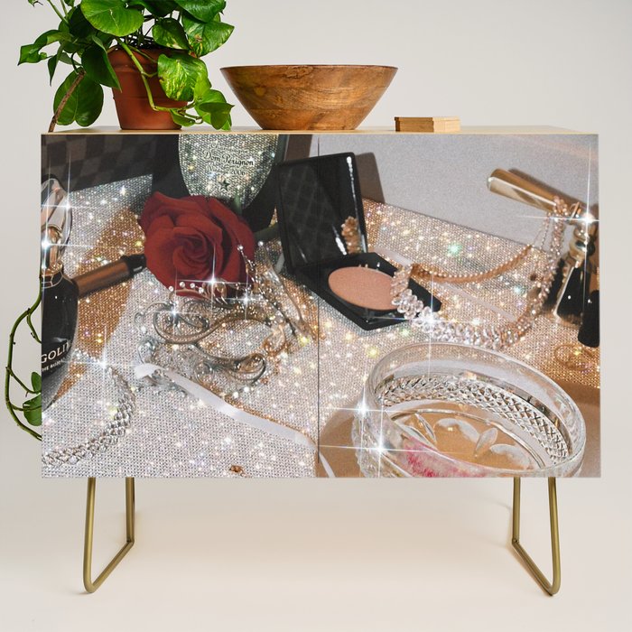 GIRLS PARTY - aesthetic glitter collage art work, weekend vibes, glamour and chick , luxury vibes. Credenza Gallery Image 1