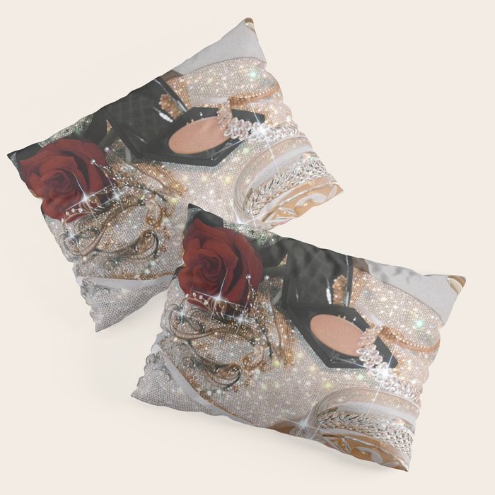 GIRLS PARTY - aesthetic glitter collage art work, weekend vibes, glamour and chick , luxury vibes. Pillow Sham Gallery Image 3