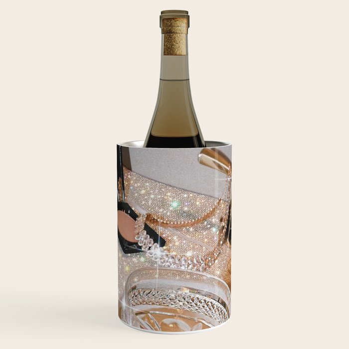 GIRLS PARTY - aesthetic glitter collage art work, weekend vibes, glamour and chick , luxury vibes. Wine Chiller Gallery Image 3