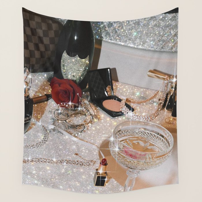 GIRLS PARTY - aesthetic glitter collage art work, weekend vibes, glamour and chick , luxury vibes. Wall Tapestry Gallery Image 4