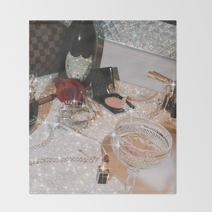 GIRLS PARTY - aesthetic glitter collage art work, weekend vibes, glamour and chick , luxury vibes. Throw Blanket Gallery Image 2