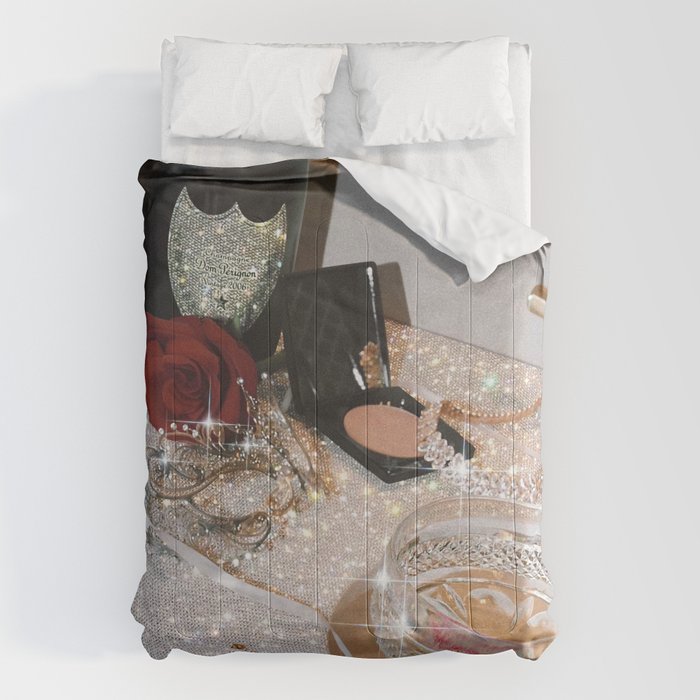 GIRLS PARTY - aesthetic glitter collage art work, weekend vibes, glamour and chick , luxury vibes. Comforter Gallery Image 1