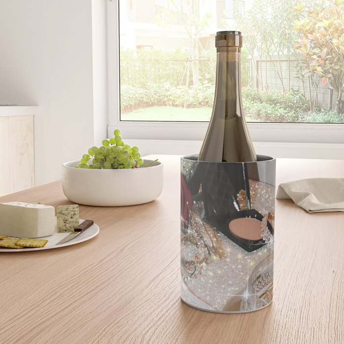 GIRLS PARTY - aesthetic glitter collage art work, weekend vibes, glamour and chick , luxury vibes. Wine Chiller Gallery Image 4