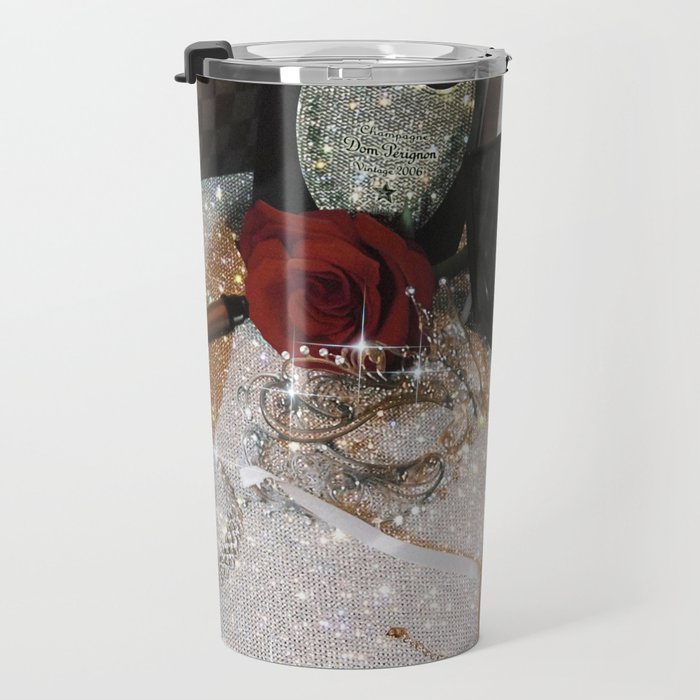 GIRLS PARTY - aesthetic glitter collage art work, weekend vibes, glamour and chick , luxury vibes. Travel Mug Gallery Image 3