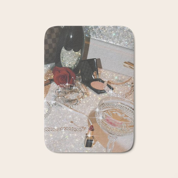 GIRLS PARTY - aesthetic glitter collage art work, weekend vibes, glamour and chick , luxury vibes. Bath Mat Gallery Image 1