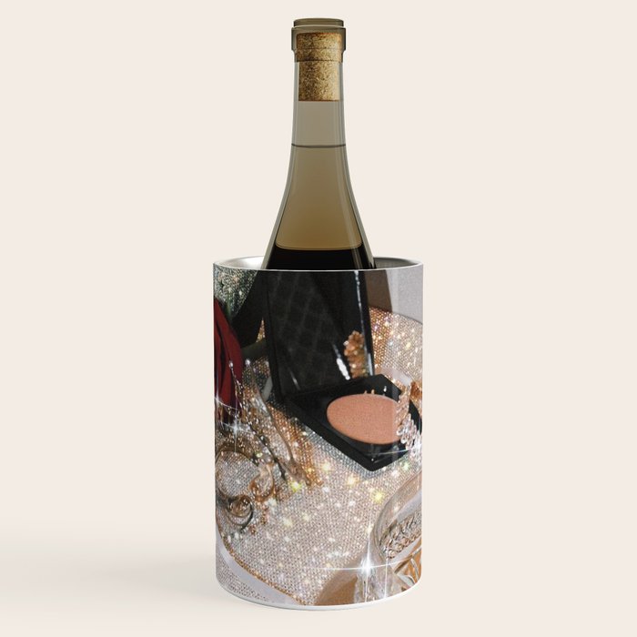 GIRLS PARTY - aesthetic glitter collage art work, weekend vibes, glamour and chick , luxury vibes. Wine Chiller Gallery Image 1