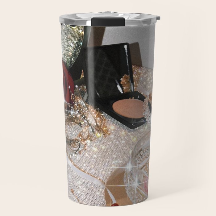 GIRLS PARTY - aesthetic glitter collage art work, weekend vibes, glamour and chick , luxury vibes. Travel Mug Gallery Image 1