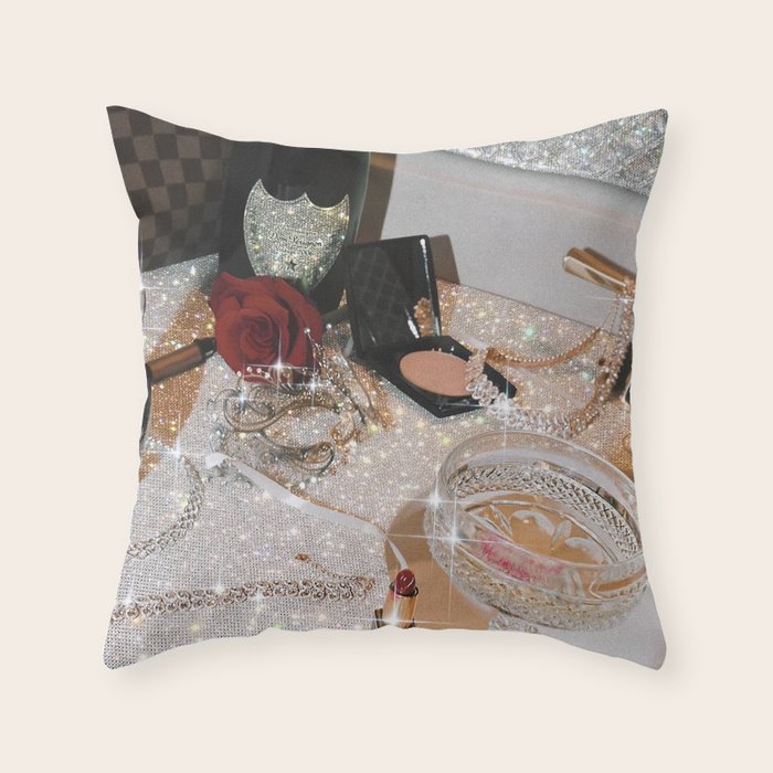 GIRLS PARTY - aesthetic glitter collage art work, weekend vibes, glamour and chick , luxury vibes. Throw Pillow Gallery Image 6