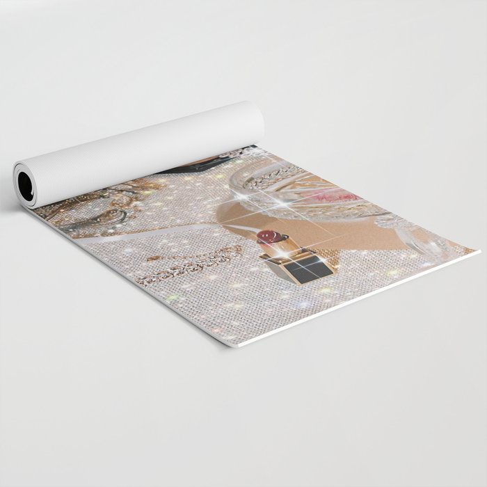 GIRLS PARTY - aesthetic glitter collage art work, weekend vibes, glamour and chick , luxury vibes. Yoga Mat Gallery Image 2