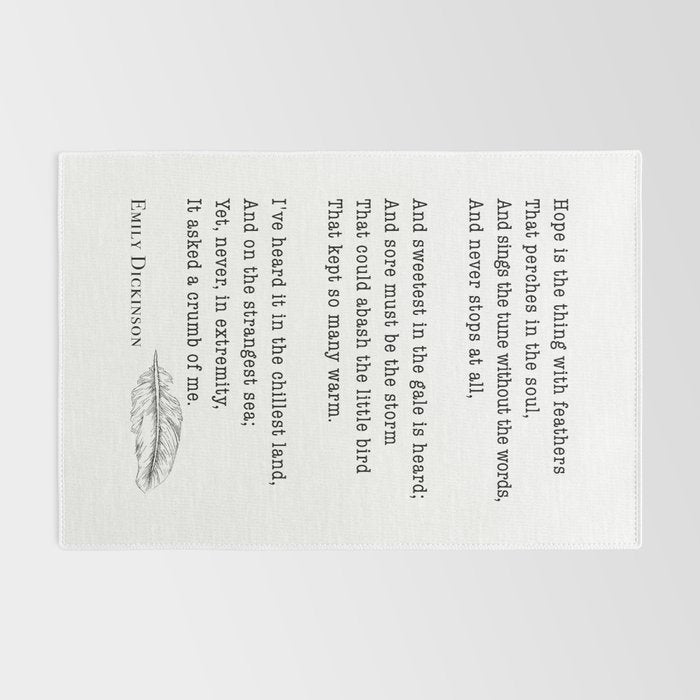 Emily Dickinson Hope is the thing with feathers  Rug Gallery Image 2