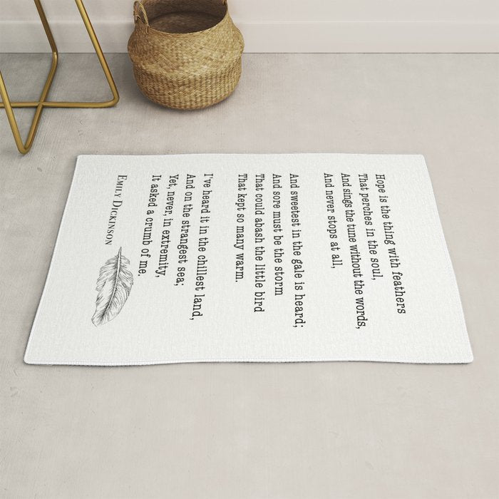 Emily Dickinson Hope is the thing with feathers  Rug Gallery Image 1
