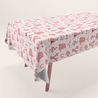 Cute Cowgirl Pattern, Cowboy Print in Blush Pink Tablecloth Gallery Image 1