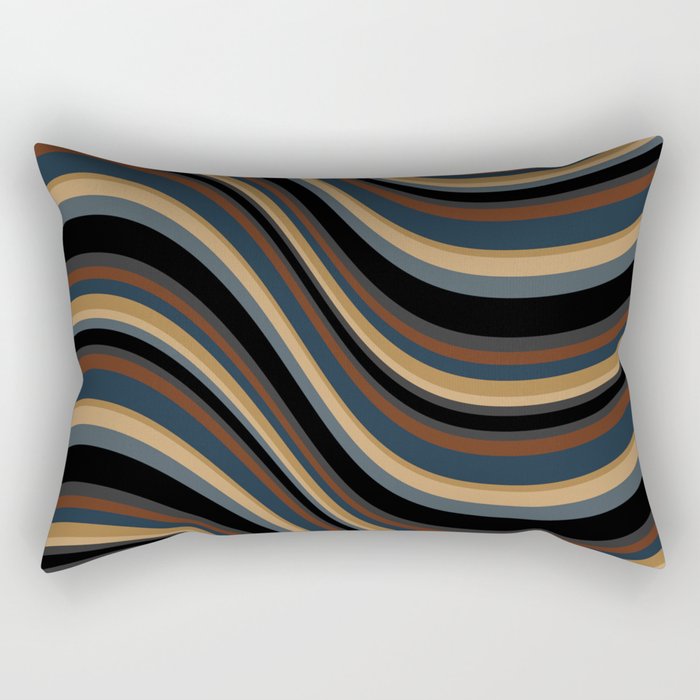Wavy Stripes V - Dark Vintage  Rectangular Pillow Gallery Image 1