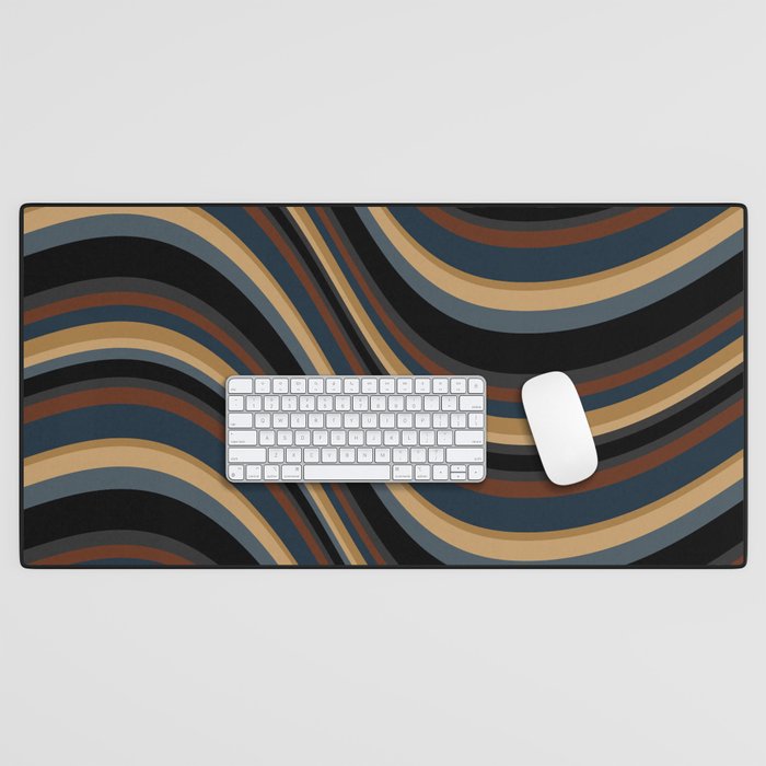 Wavy Stripes V - Dark Vintage  Desk Mat Gallery Image 1