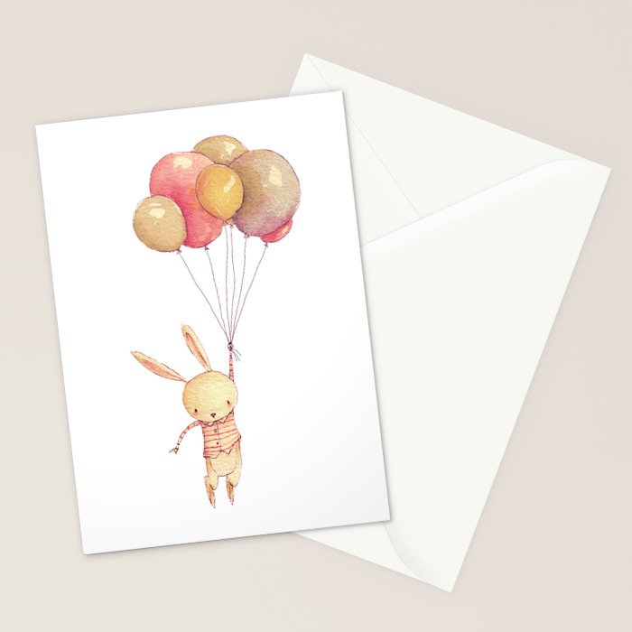 Flying Bunny Stationery Card Gallery Image 2