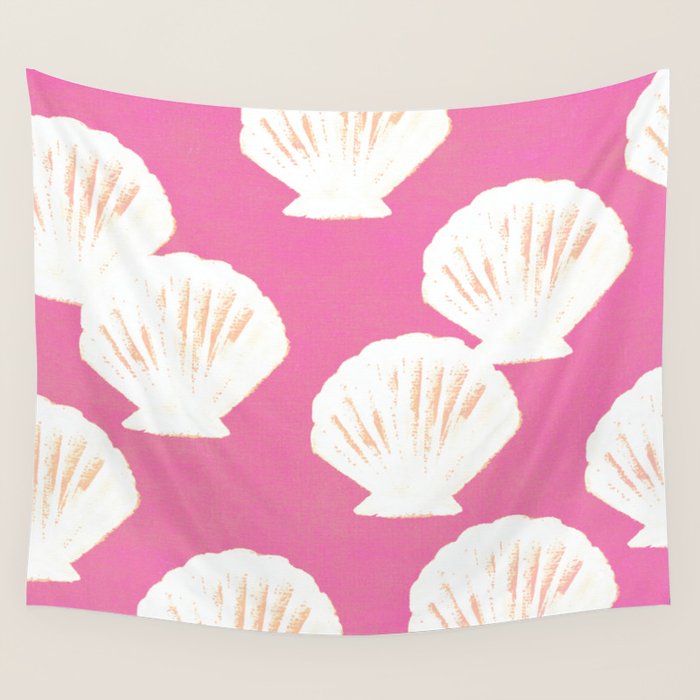 Pink Shells Pattern Wall Tapestry Gallery Image 1
