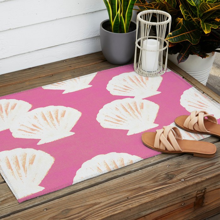 Pink Shells Pattern Outdoor Rug Gallery Image 2