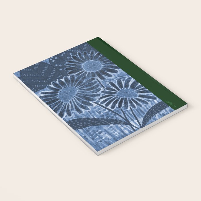 Daisies in Country Field Painting in Navy Blue Notebook Gallery Image 3