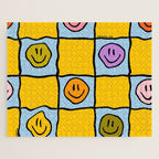 Yellow Happy Face Checkerboard Print Jigsaw Puzzle Gallery Image 1