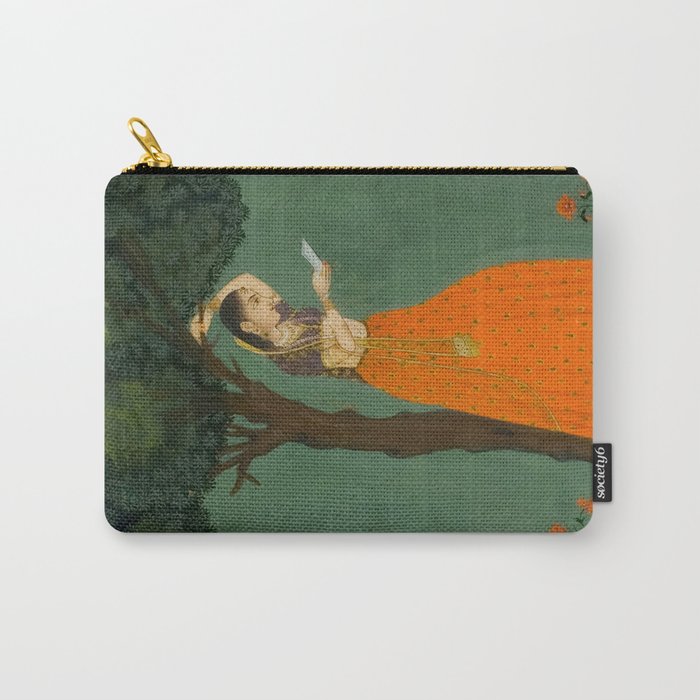 Title Woman Grasping Tree Branch Place India Indian Miniature Painting  Carry All Pouch Gallery Image 1