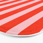 Vertical Stripes Bold Fun Basic Pattern in Orange and Pink Bath Mat Gallery Image 3