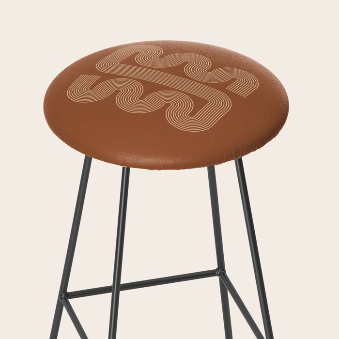 Geometric Lines in Terracotta and Beige 76 (Mid century Midern Rainbow Abstract) Stool Gallery Image 2
