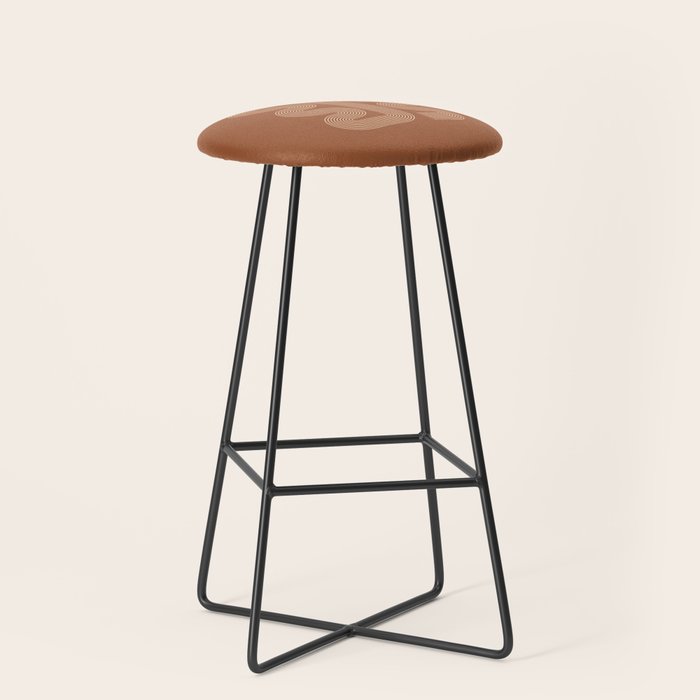 Geometric Lines in Terracotta and Beige 76 (Mid century Midern Rainbow Abstract) Stool Gallery Image 1