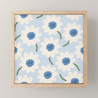 Flower field - charming blue Mini Art Print Gallery Image 1