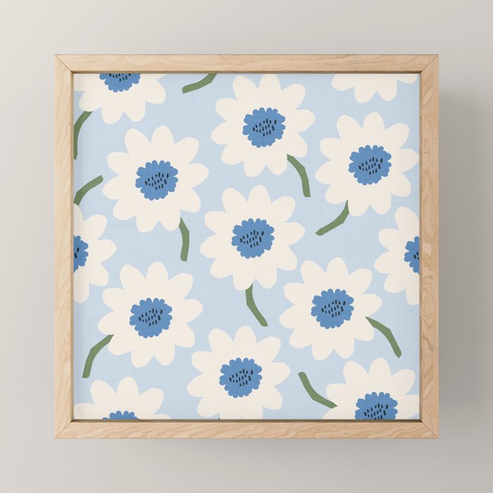 Flower field - charming blue Mini Art Print Gallery Image 1