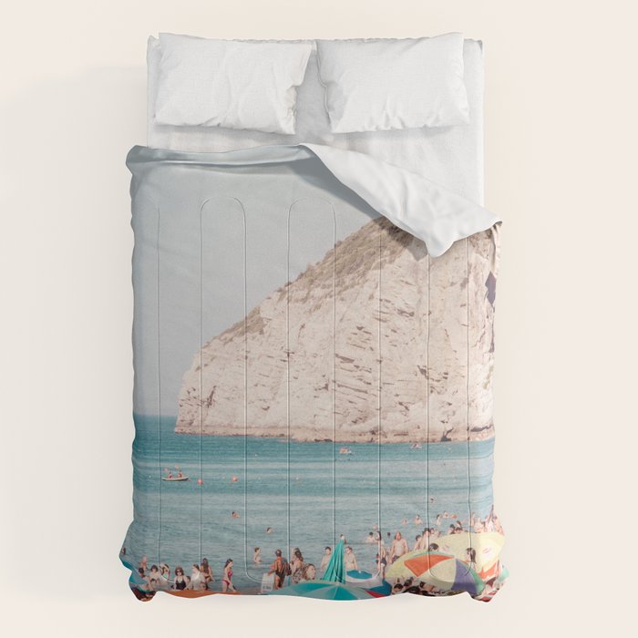 Beach - Colorful Sun Umbrellas two series - Ocean - Travel photography Comforter Gallery Image 6