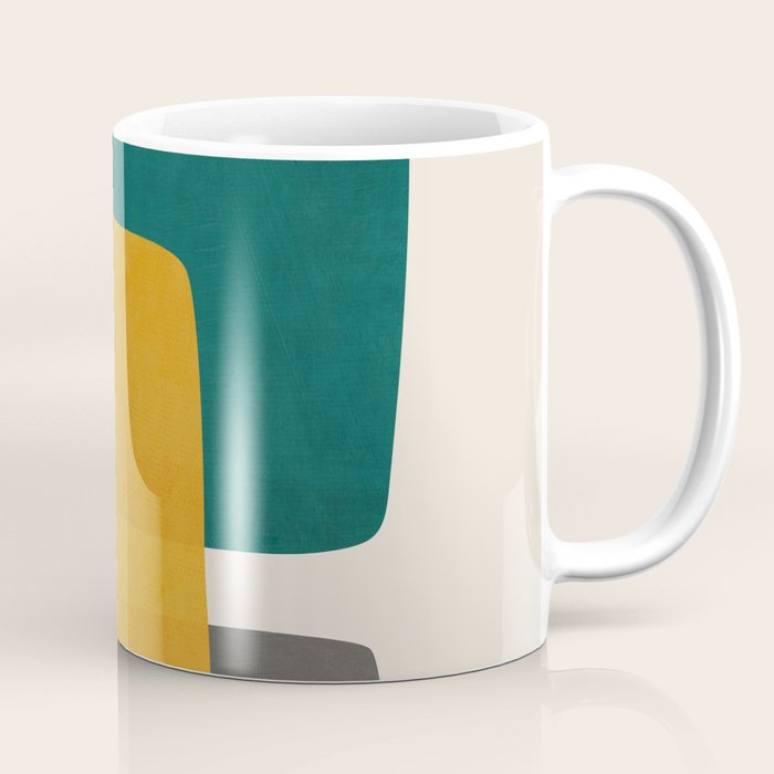 Teal Mustard Abstract Shapes 01 Coffee Mug Gallery Image 1