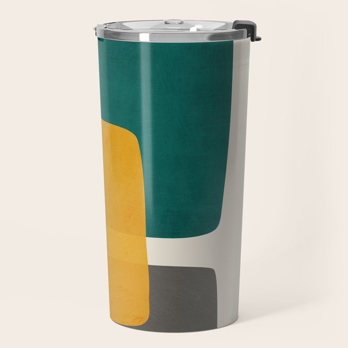 Teal Mustard Abstract Shapes 01 Travel Mug Gallery Image 2