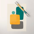 Teal Mustard Abstract Shapes 01 Wrapping Paper Gallery Image 1