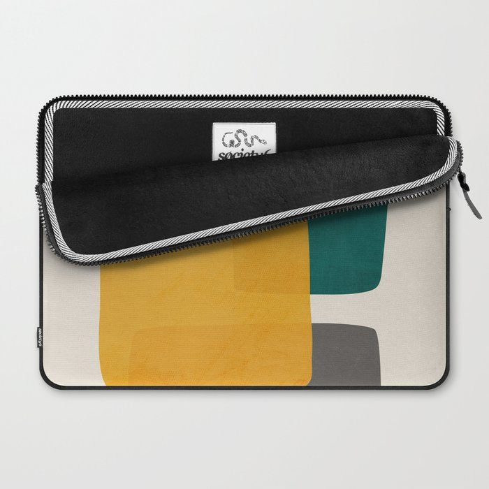 Teal Mustard Abstract Shapes 01 Laptop Sleeve Gallery Image 2