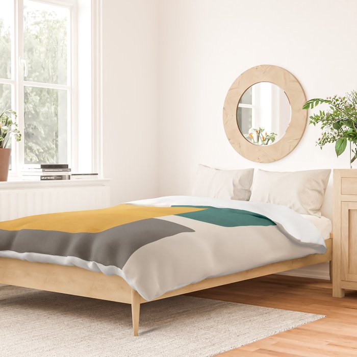 Teal Mustard Abstract Shapes 01 Duvet Cover Gallery Image 2