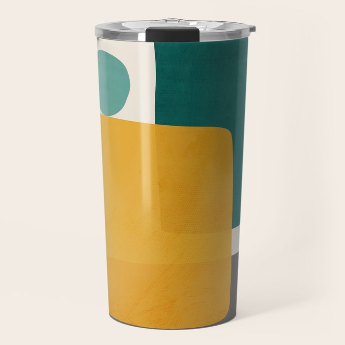 Teal Mustard Abstract Shapes 01 Travel Mug Gallery Image 1