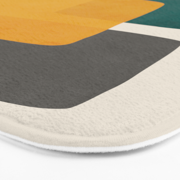 Teal Mustard Abstract Shapes 01 Bath Mat Gallery Image 3