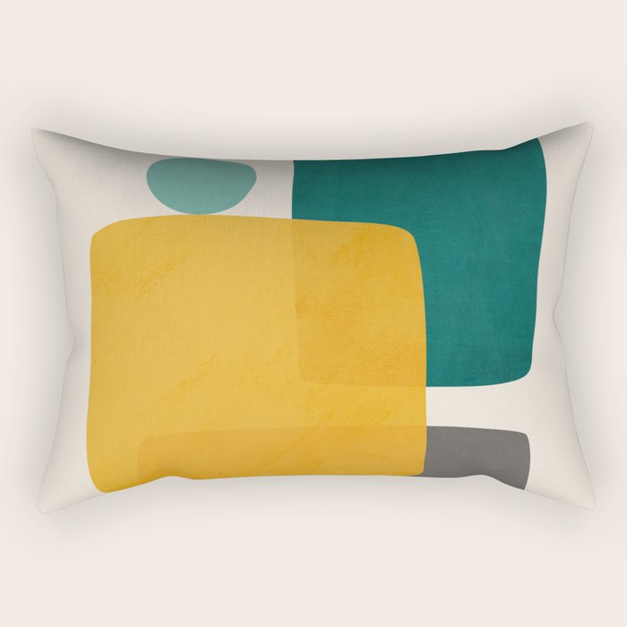 Teal Mustard Abstract Shapes 01 Rectangular Pillow Gallery Image 2