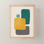 Teal Mustard Abstract Shapes 01 Mini Art Print Gallery Image 1