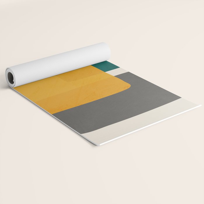 Teal Mustard Abstract Shapes 01 Yoga Mat Gallery Image 2